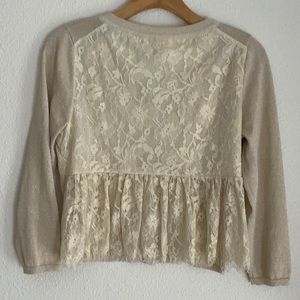 Anthropologie Knitted & Knotted Lace Back Cardi S